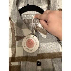 Beaully Flannel Oversized Plaid Shacket Size Large NWT
